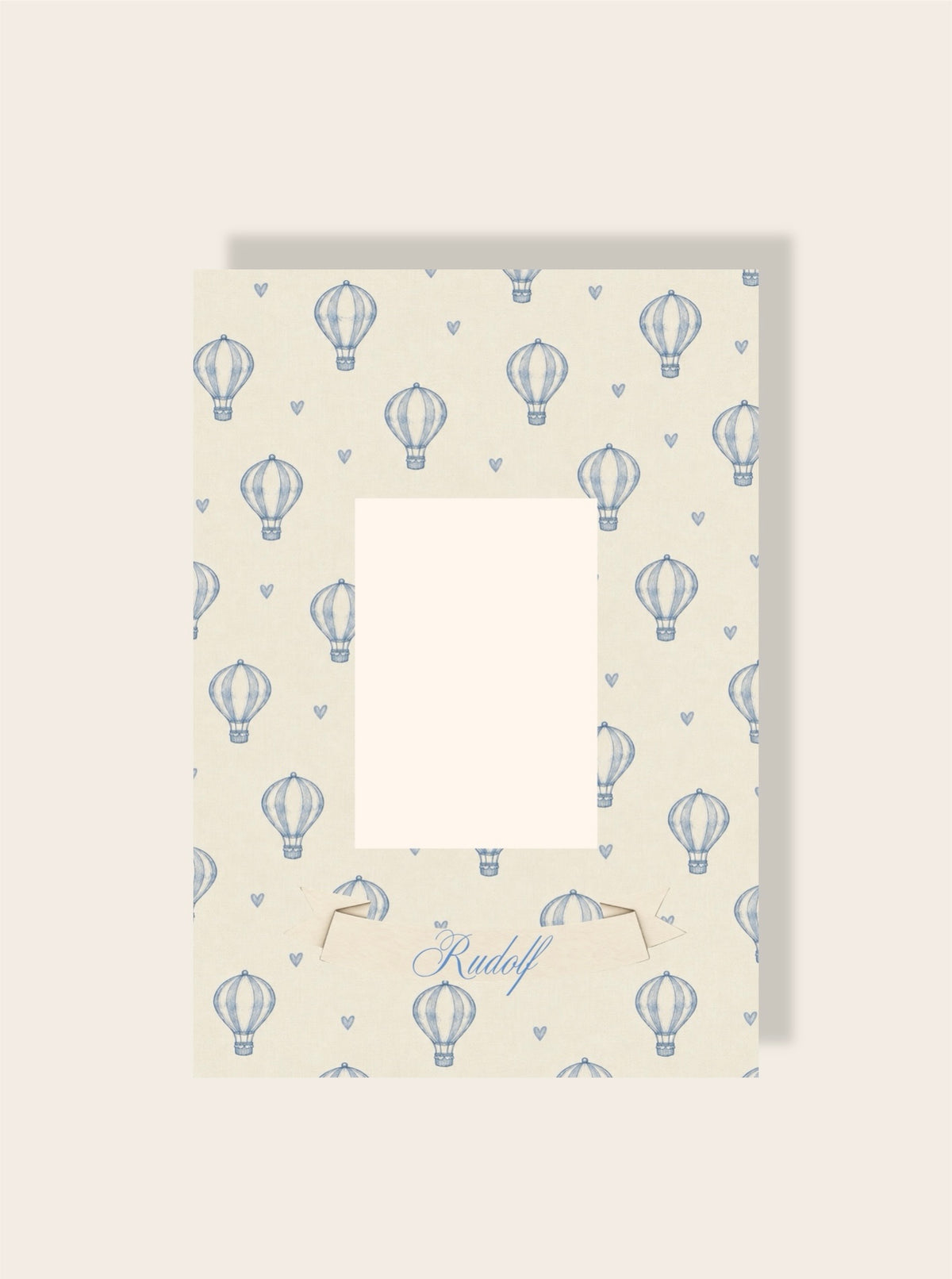 Kind Name Passpartout A4 Heißluftballons blau