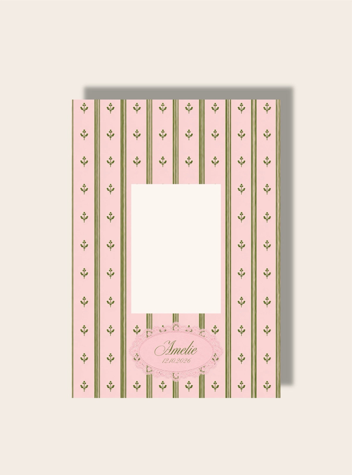 Geburt Passpartout A4 vintage rosa