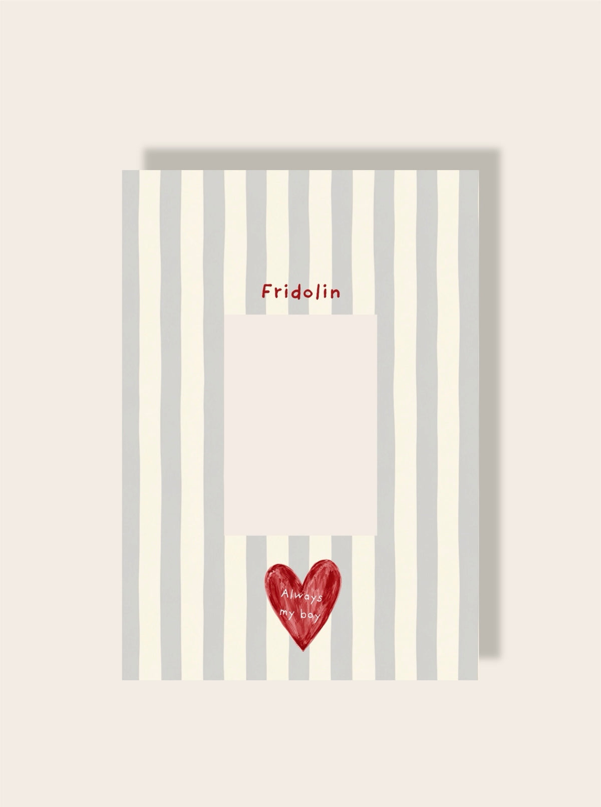 Kind Name Passpartout A4 Streifen Herz grau