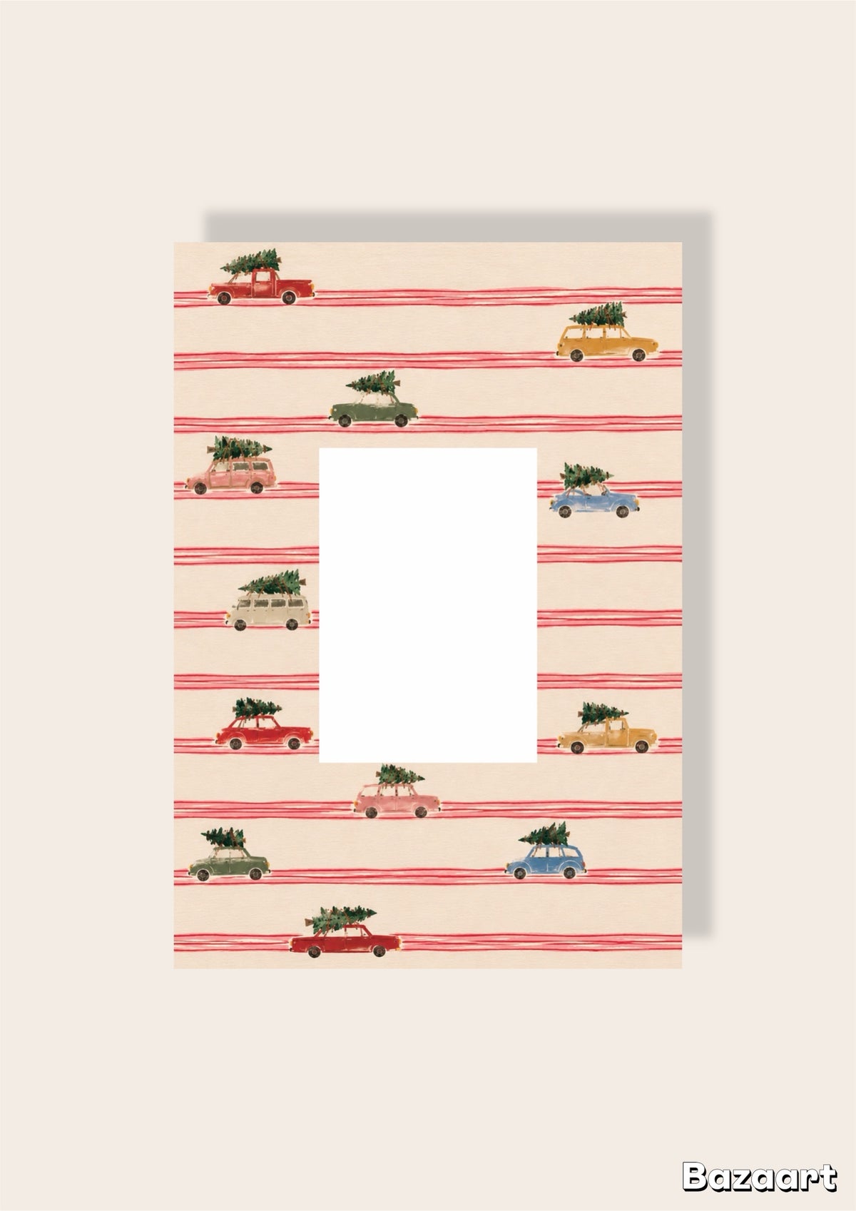 Weihnachts Auto Streifen Print gestreift Passpartout A4