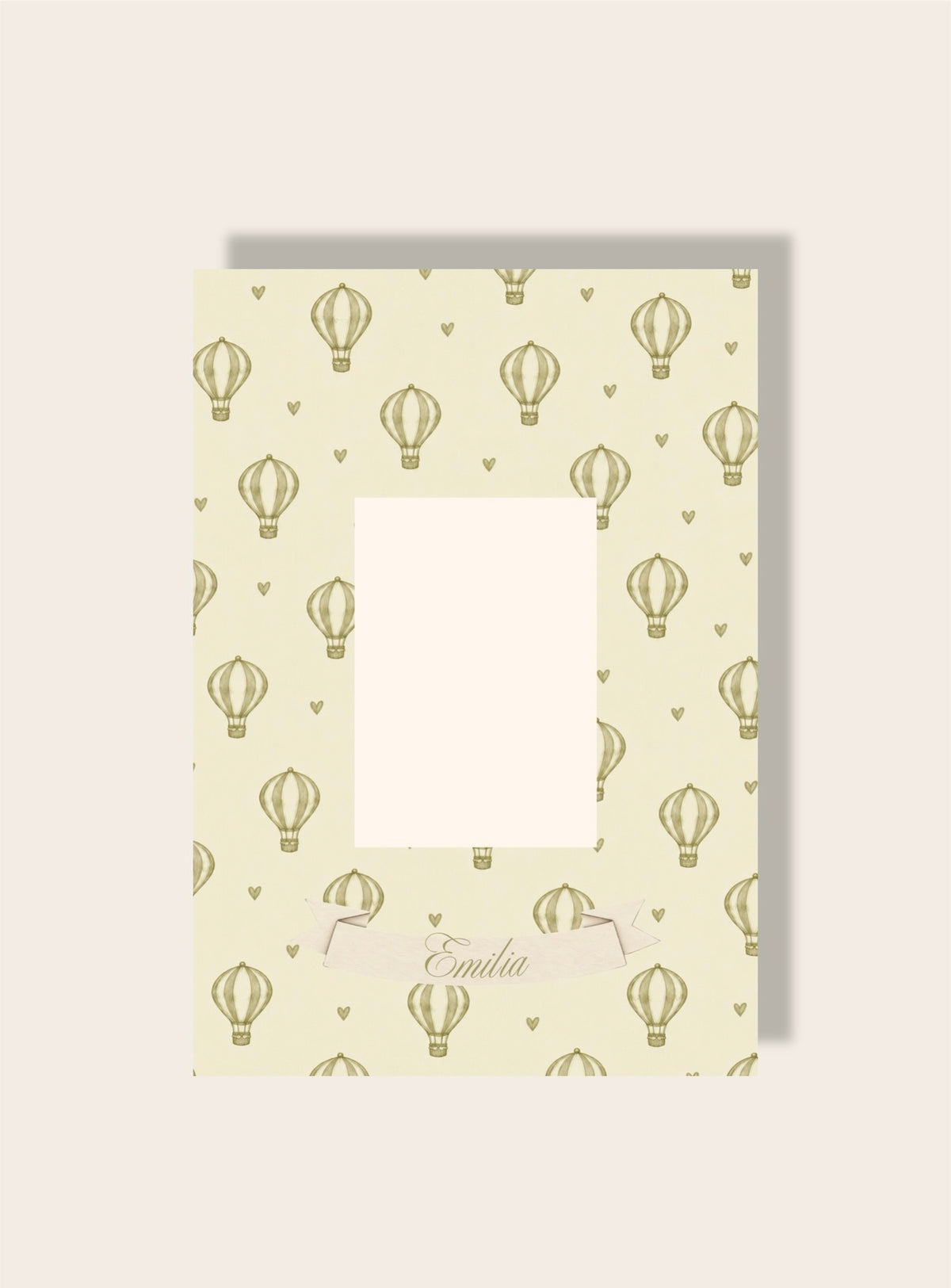 Kind Name Passpartout A4 Heißluftballons oliv