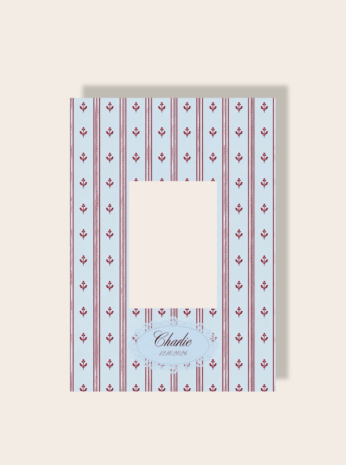 Geburt Passpartout A4 vintage blau