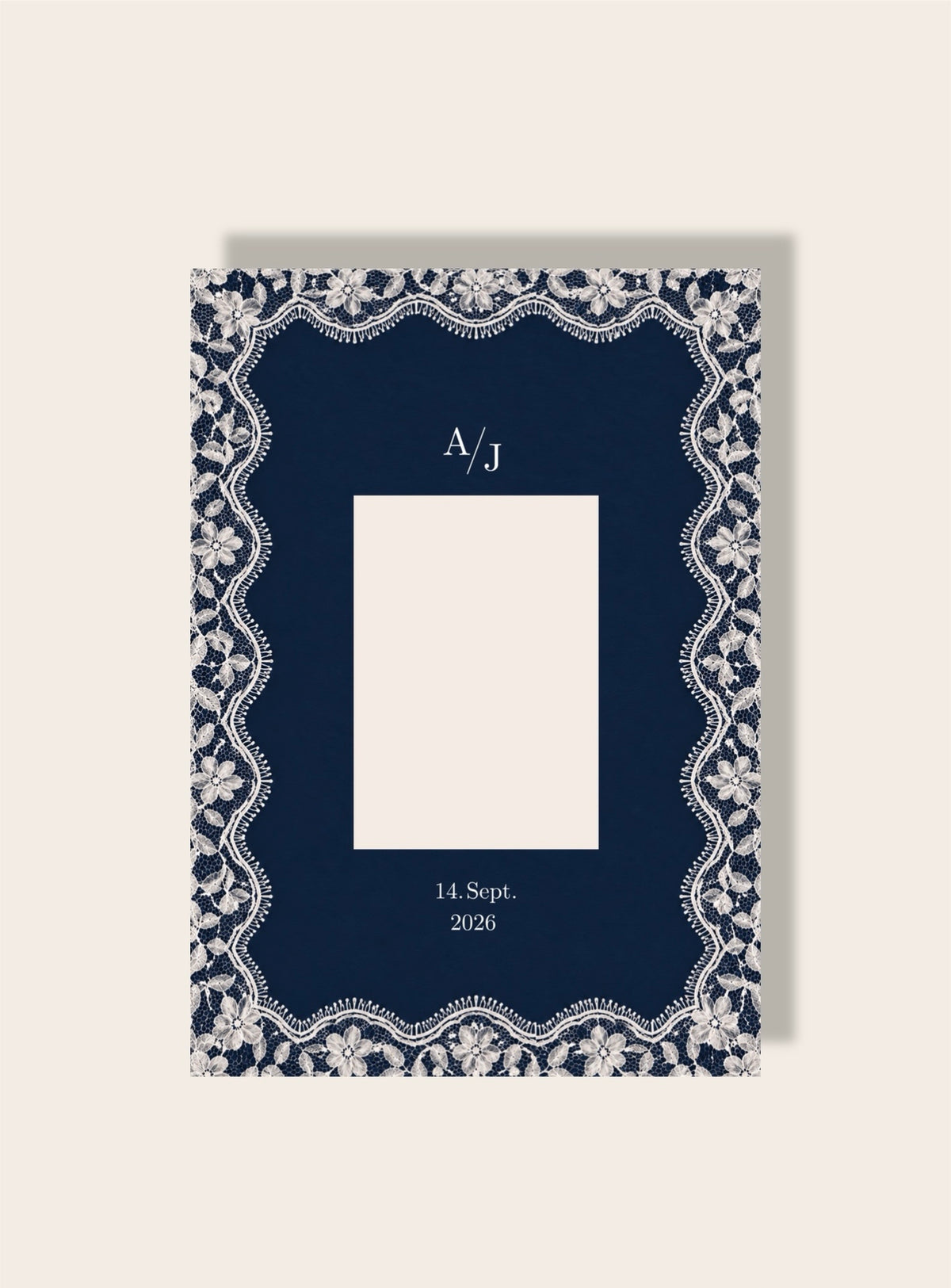Hochzeit Spitze blau Passpartout A4