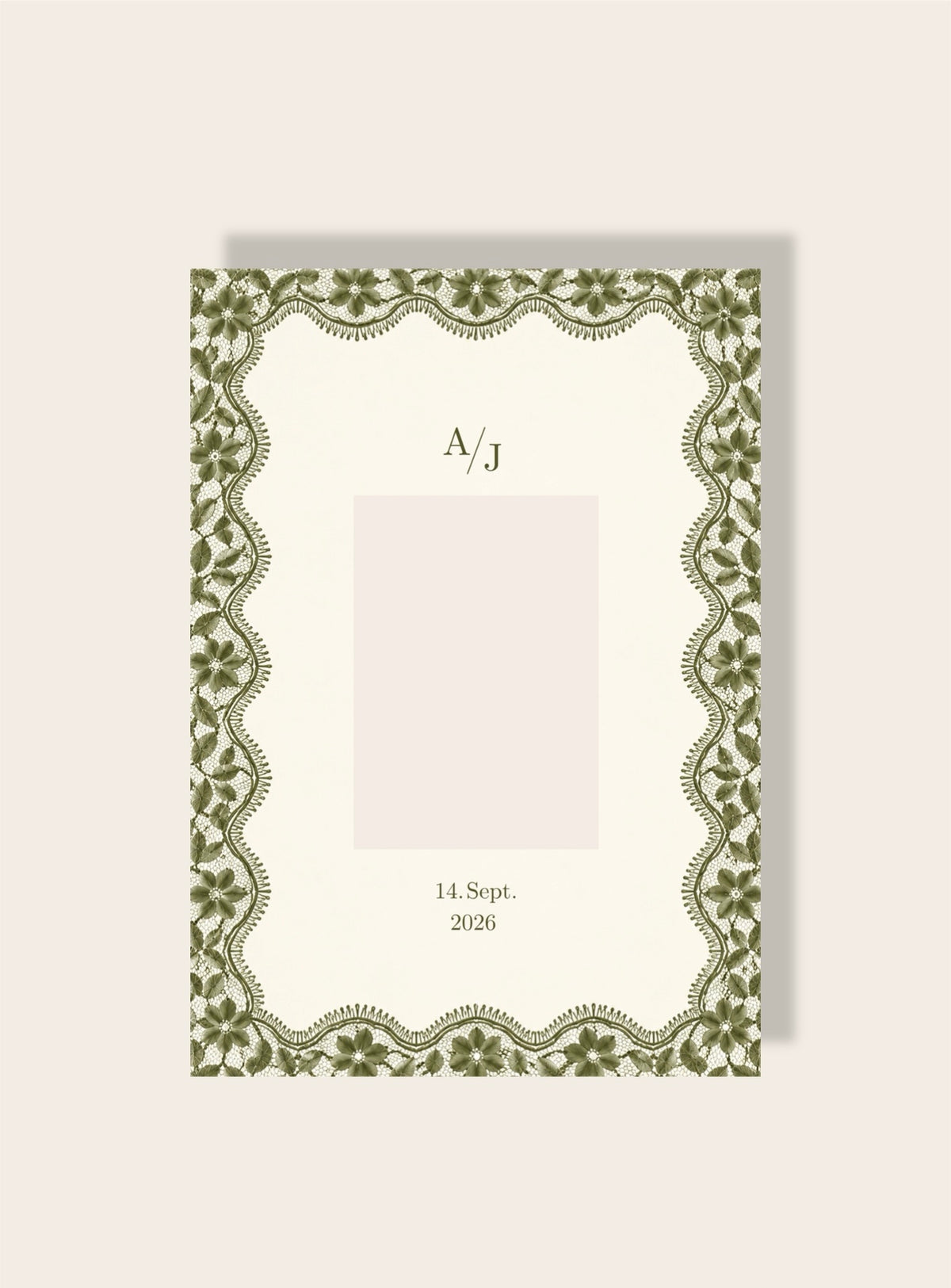 Hochzeit Spitze oliv Passpartout A4